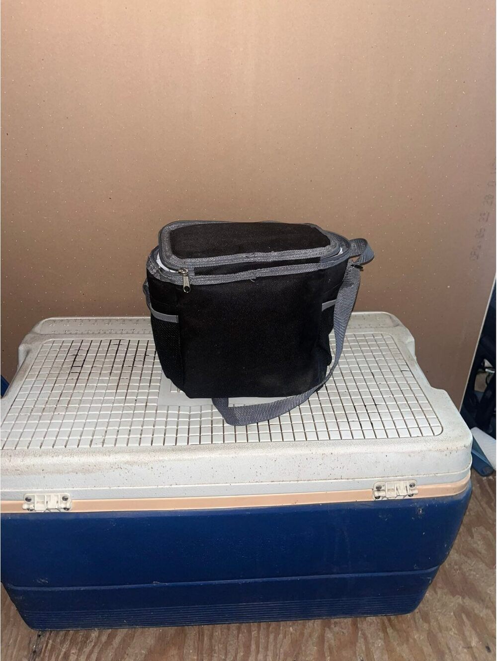 Black and Gray Insulated Cooler Bag with Shoulder Strap